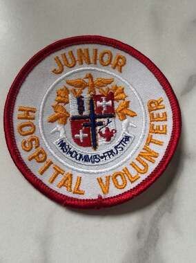 Vintage Junior Hospital Volunteer Embroidered Patch Nisi Dominus Frustra